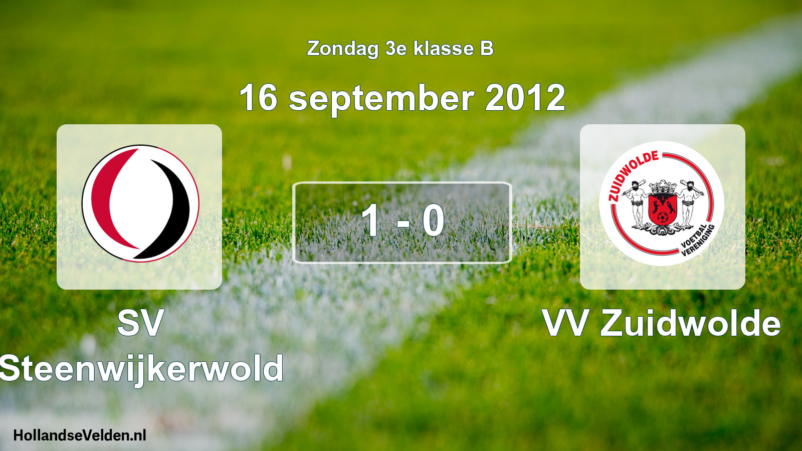 Total number of matches played: SV Steenwijkerwold - VV Zuidwolde 1 - 0 (16 September 2012)
