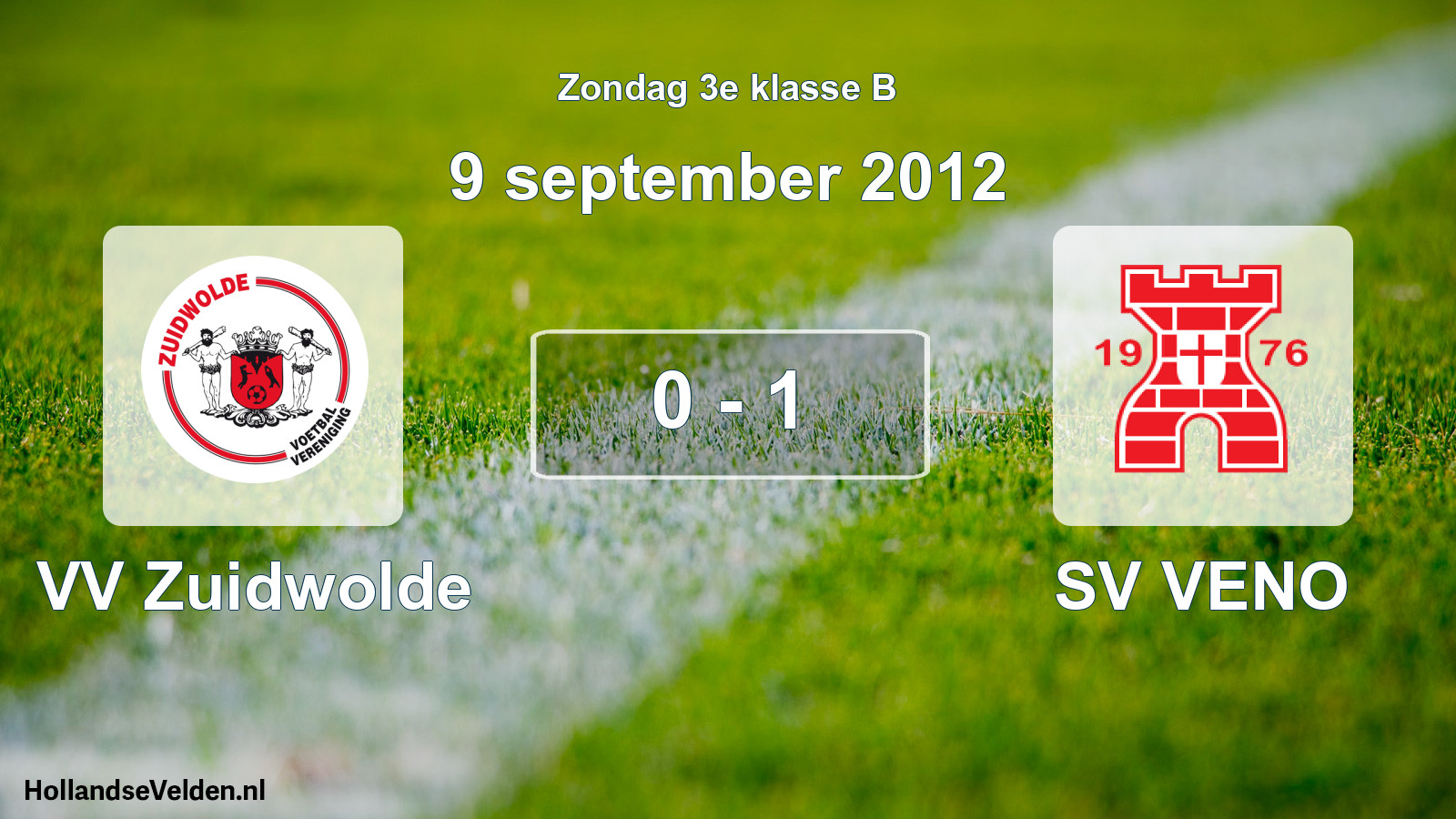 Total number of matches played: VV Zuidwolde - SV VENO 0 - 1 (9 September 2012)
