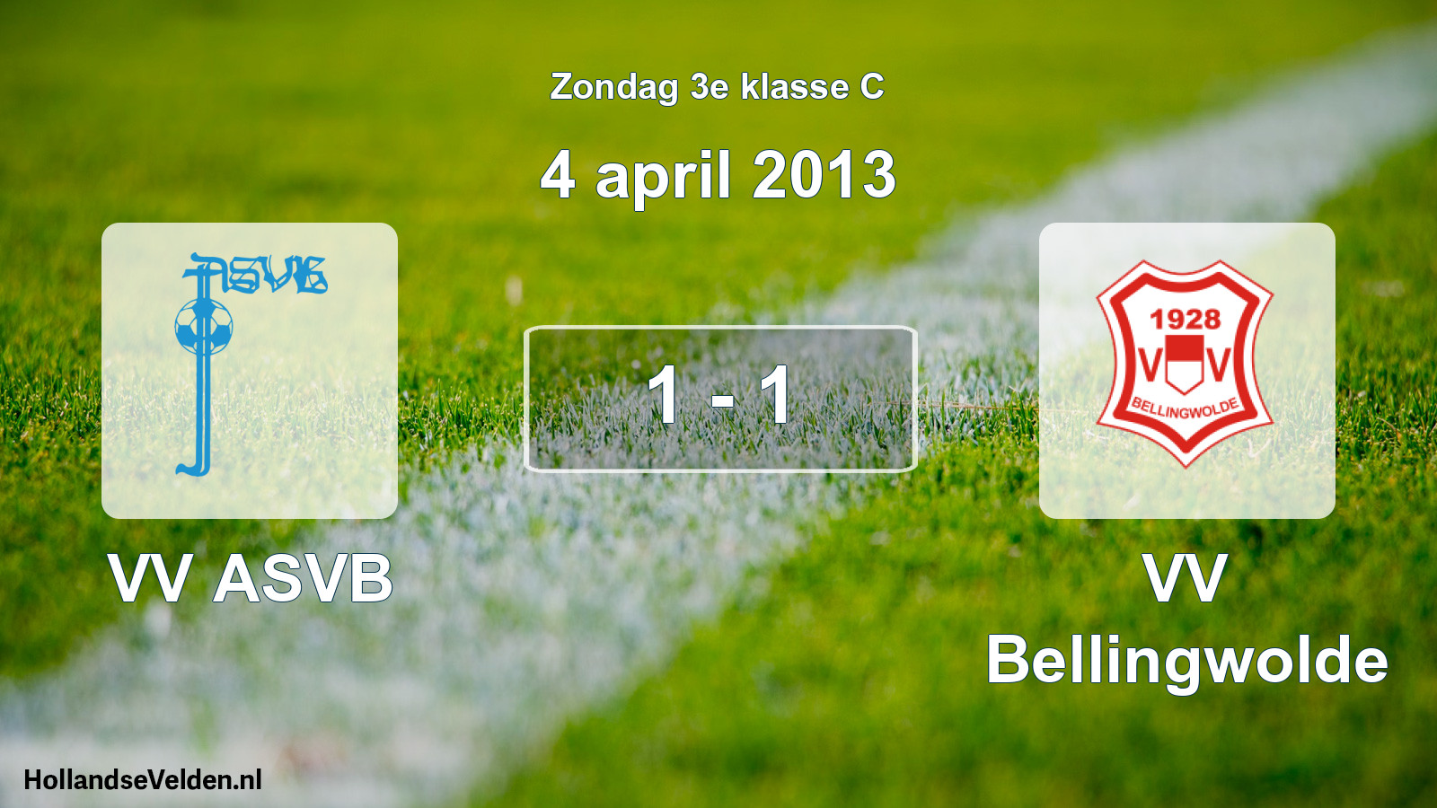 Total number of matches played: VV ASVB - VV Bellingwolde 1 - 1 (4 April 2013)