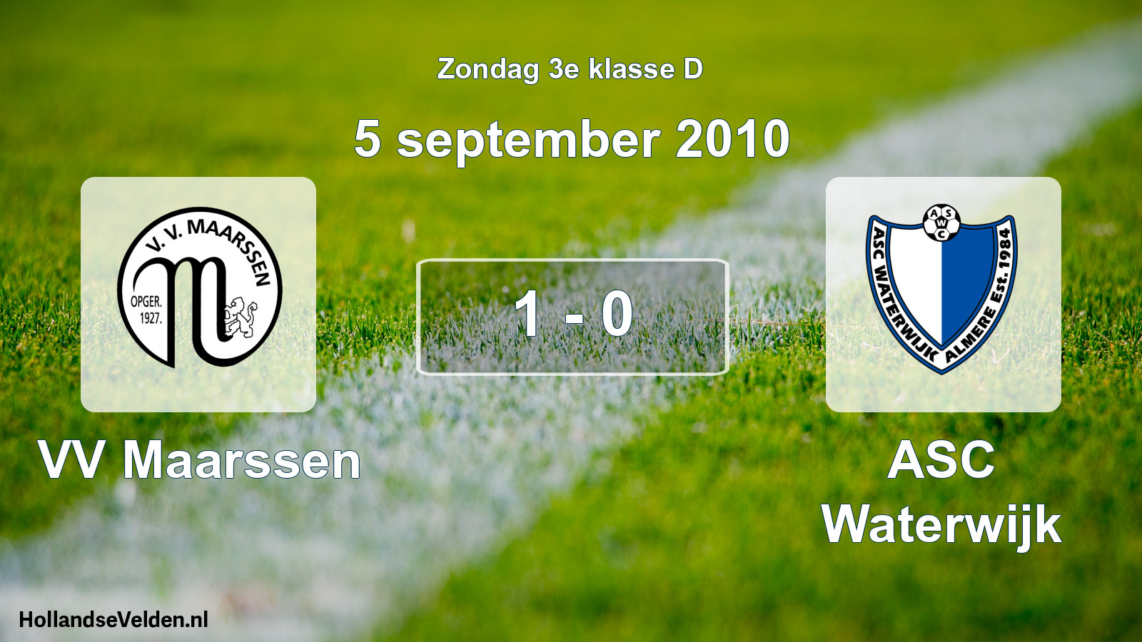 Total number of matches played: VV Maarssen - ASC Waterwijk 1 - 0 (5 September 2010)