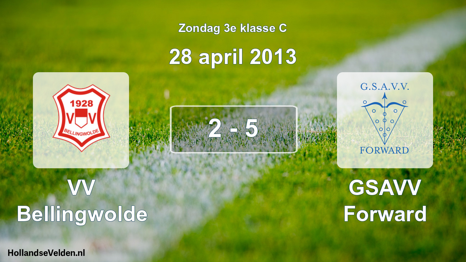 Total number of matches played: VV Bellingwolde - GSAVV Forward 2 - 5 (28 April 2013)