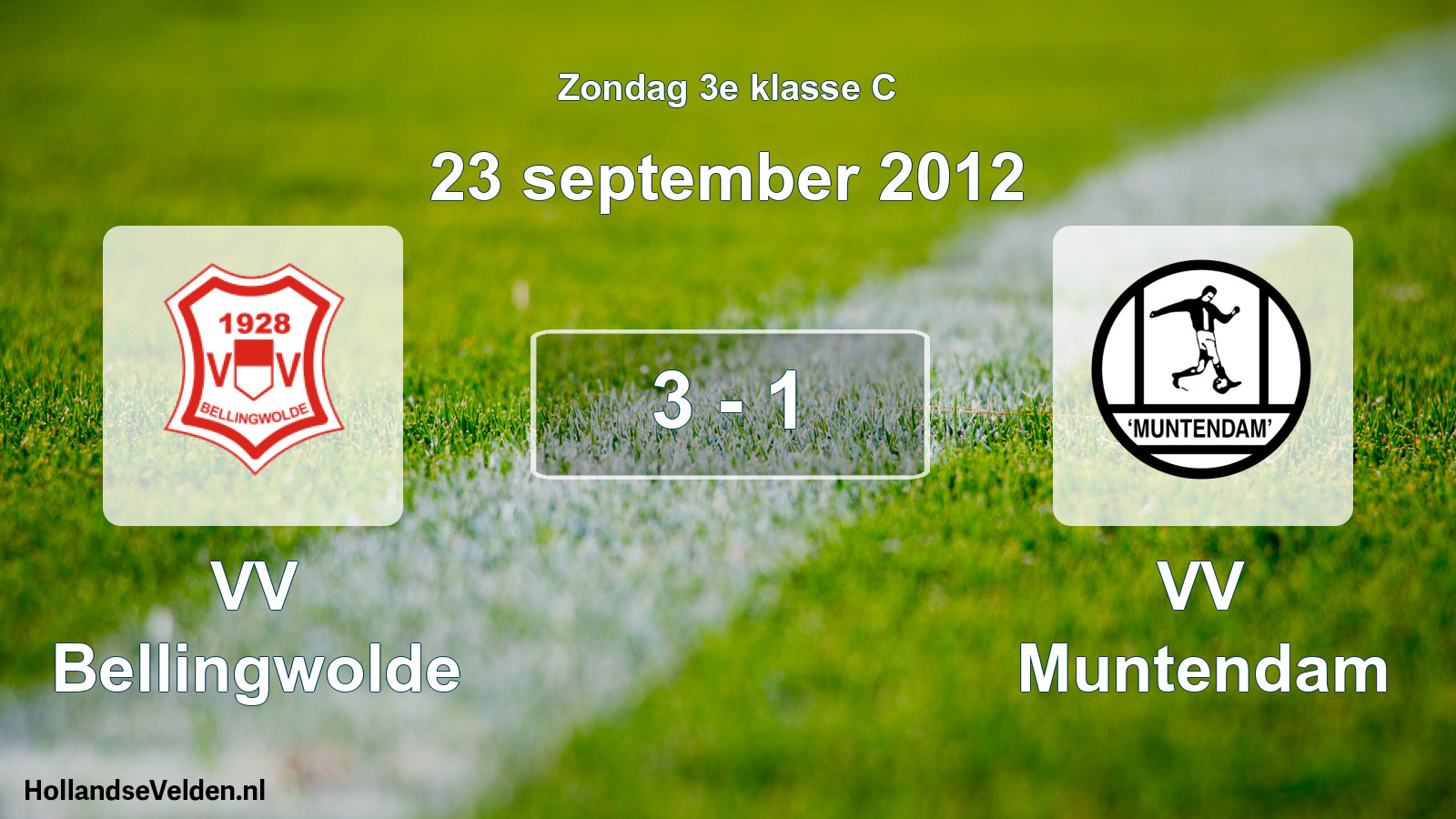 Total number of matches played: VV Bellingwolde - VV Muntendam 3 - 1 (23 September 2012)