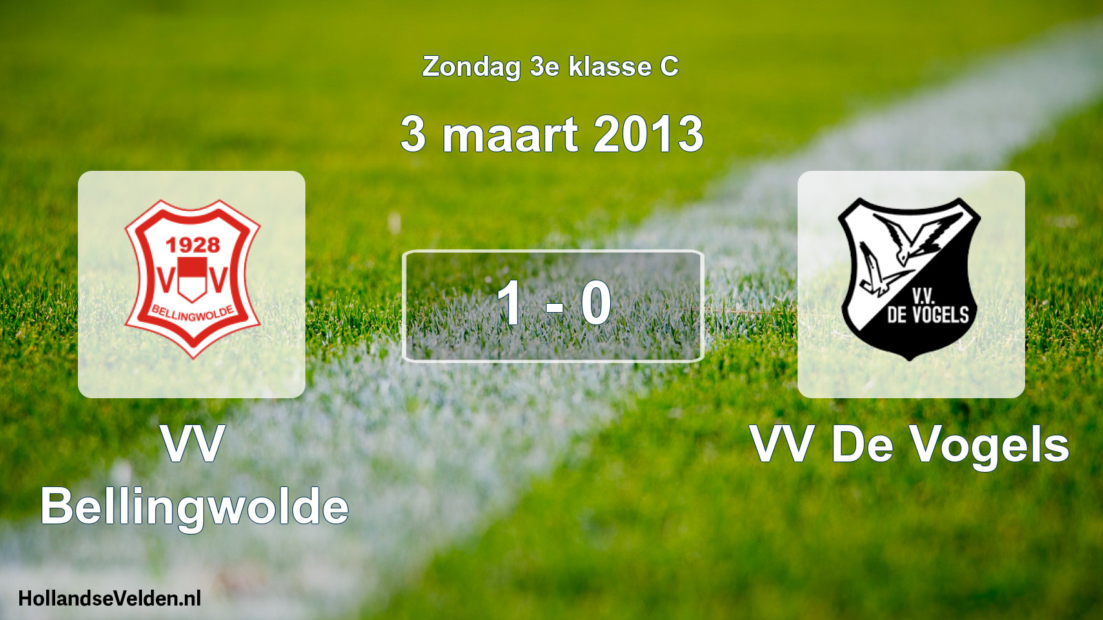 Total number of matches played: VV Bellingwolde - VV De Vogels 1 - 0 (3 March 2013)
