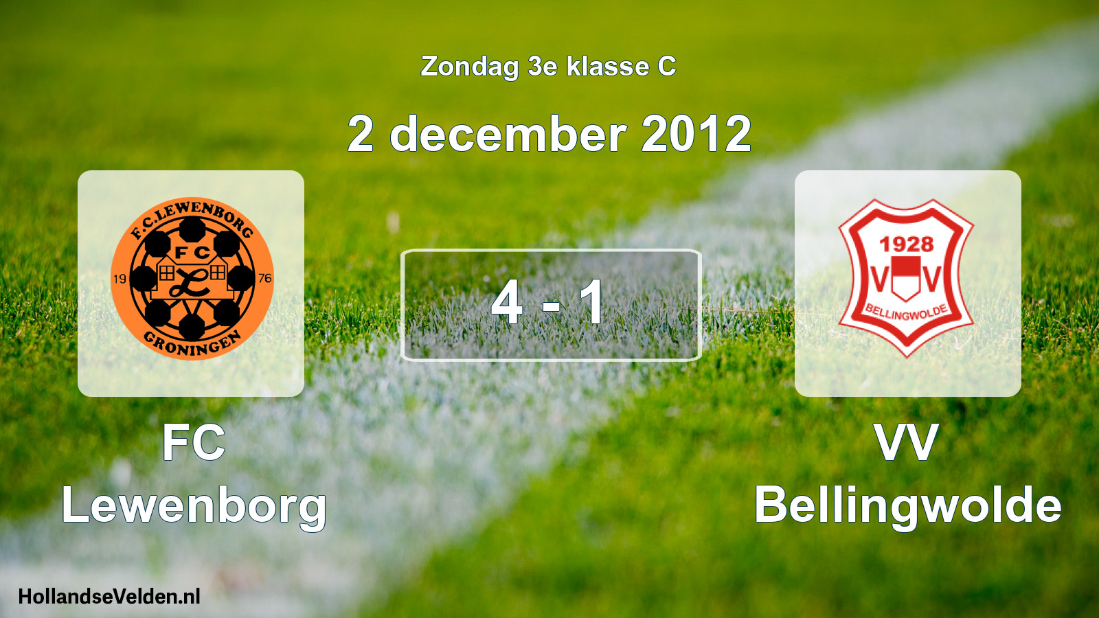 Total number of matches played: FC Lewenborg - VV Bellingwolde 4 - 1 (2 December 2012)