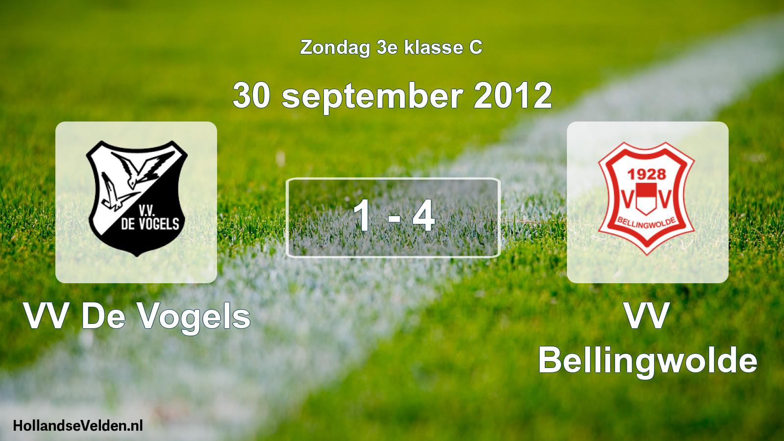 Total number of matches played: VV De Vogels - VV Bellingwolde 1 - 4 (30 September 2012)