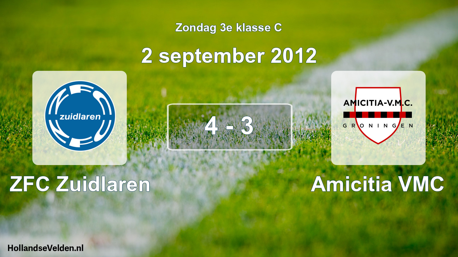 Total number of matches played: ZFC Zuidlaren - Amicitia VMC 4 - 3 (2 September 2012)