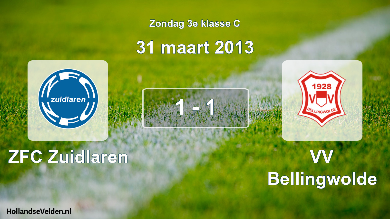 Total number of matches played: ZFC Zuidlaren - VV Bellingwolde 1 - 1 (31 March 2013)