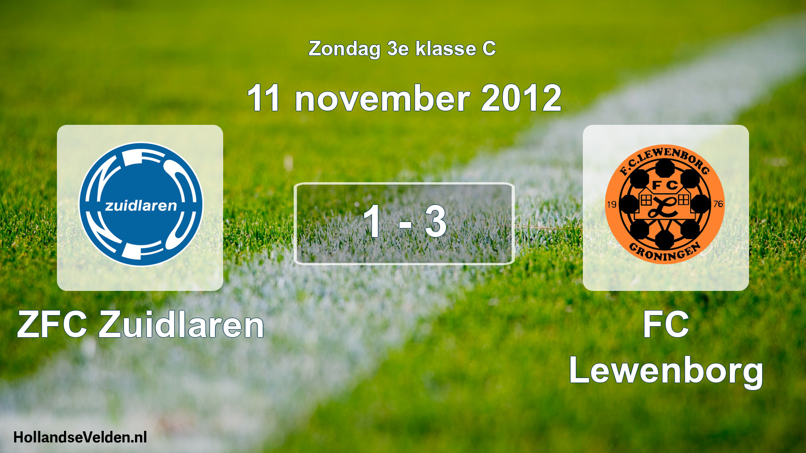 Total number of matches played: ZFC Zuidlaren - FC Lewenborg 1 - 3 (11 November 2012)
