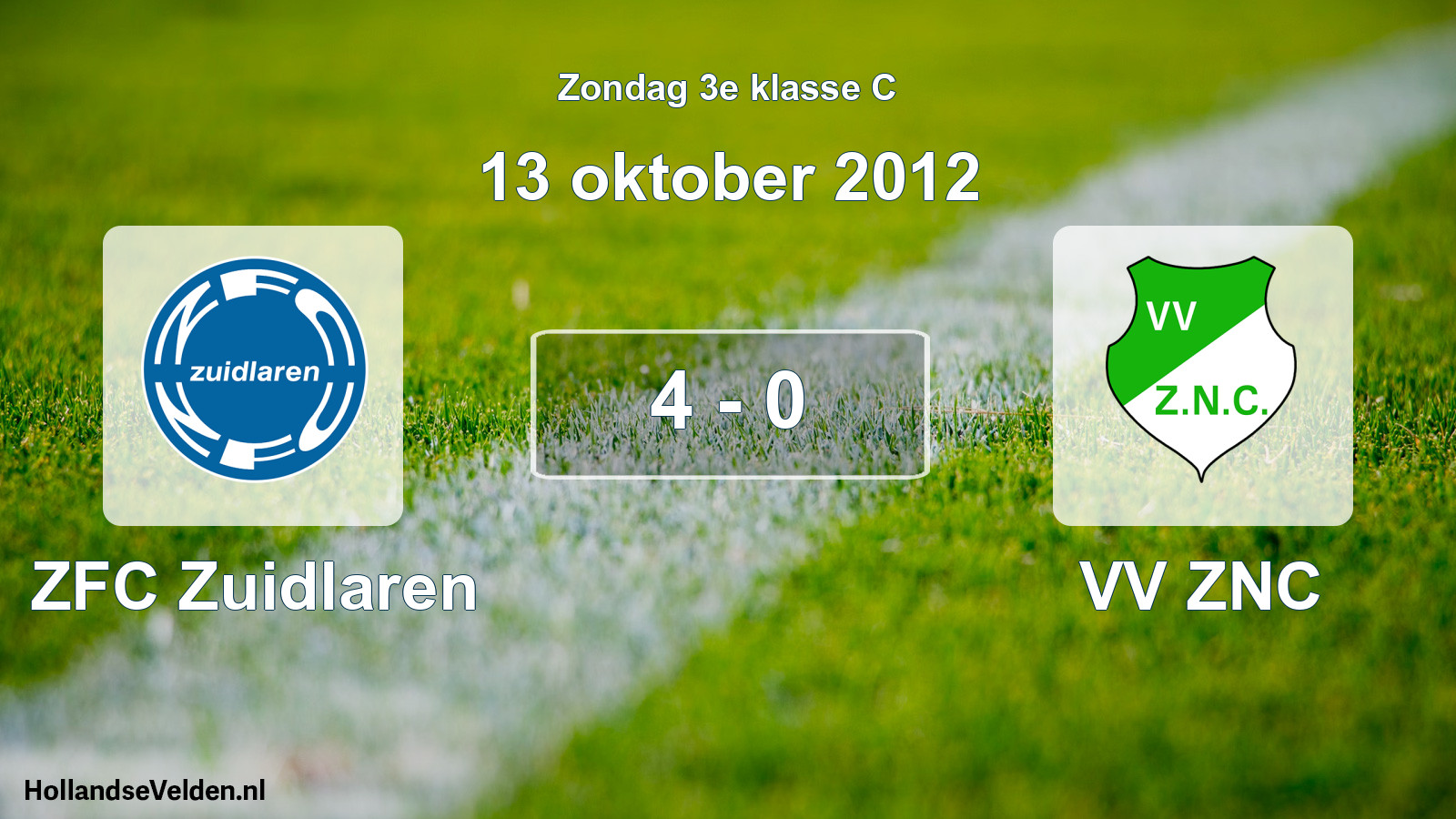 Total number of matches played: ZFC Zuidlaren - VV ZNC 4 - 0 (13 October 2012)