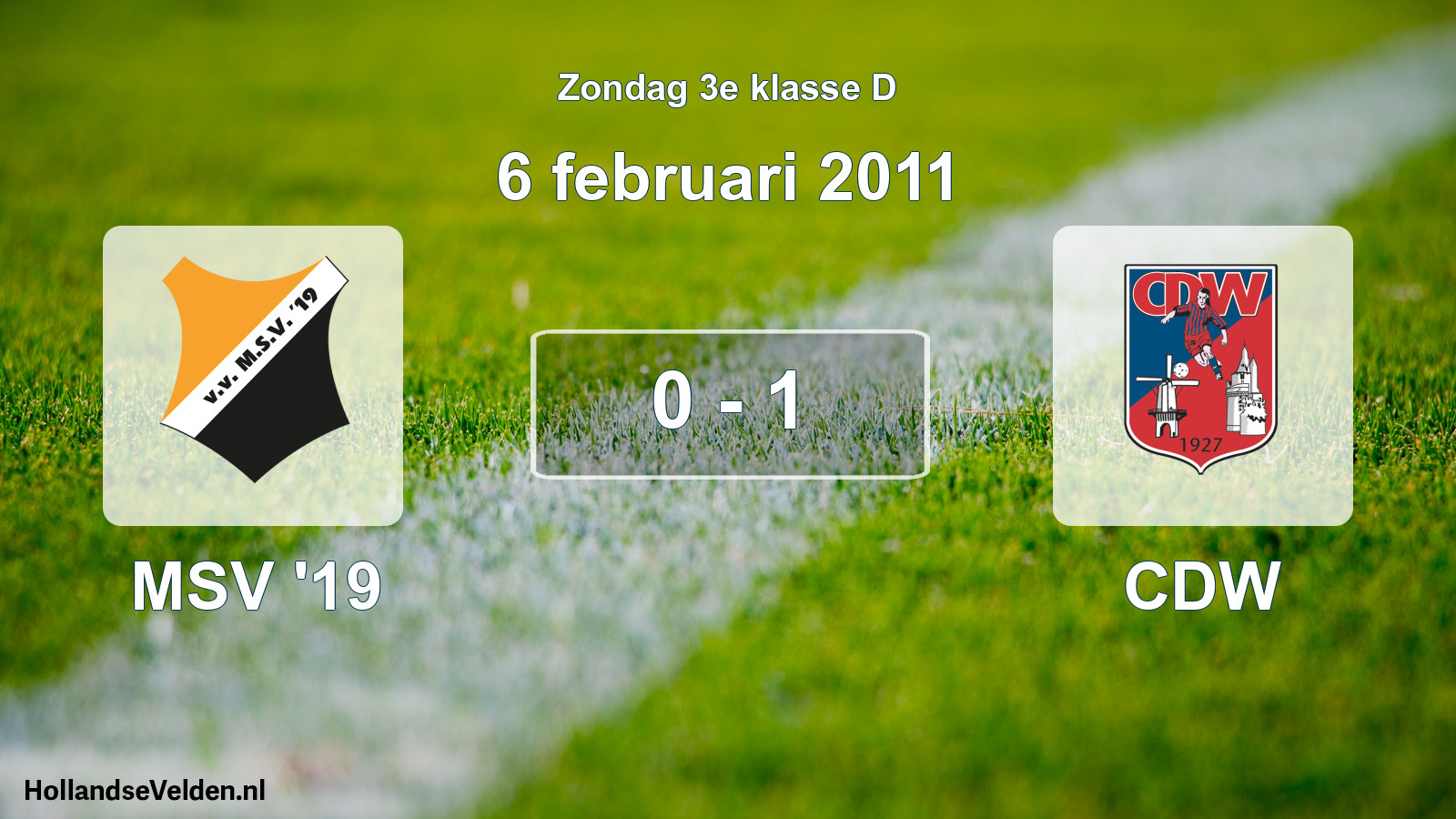 Total number of matches played: MSV '19 - CDW 0 - 1 (6 February 2011)