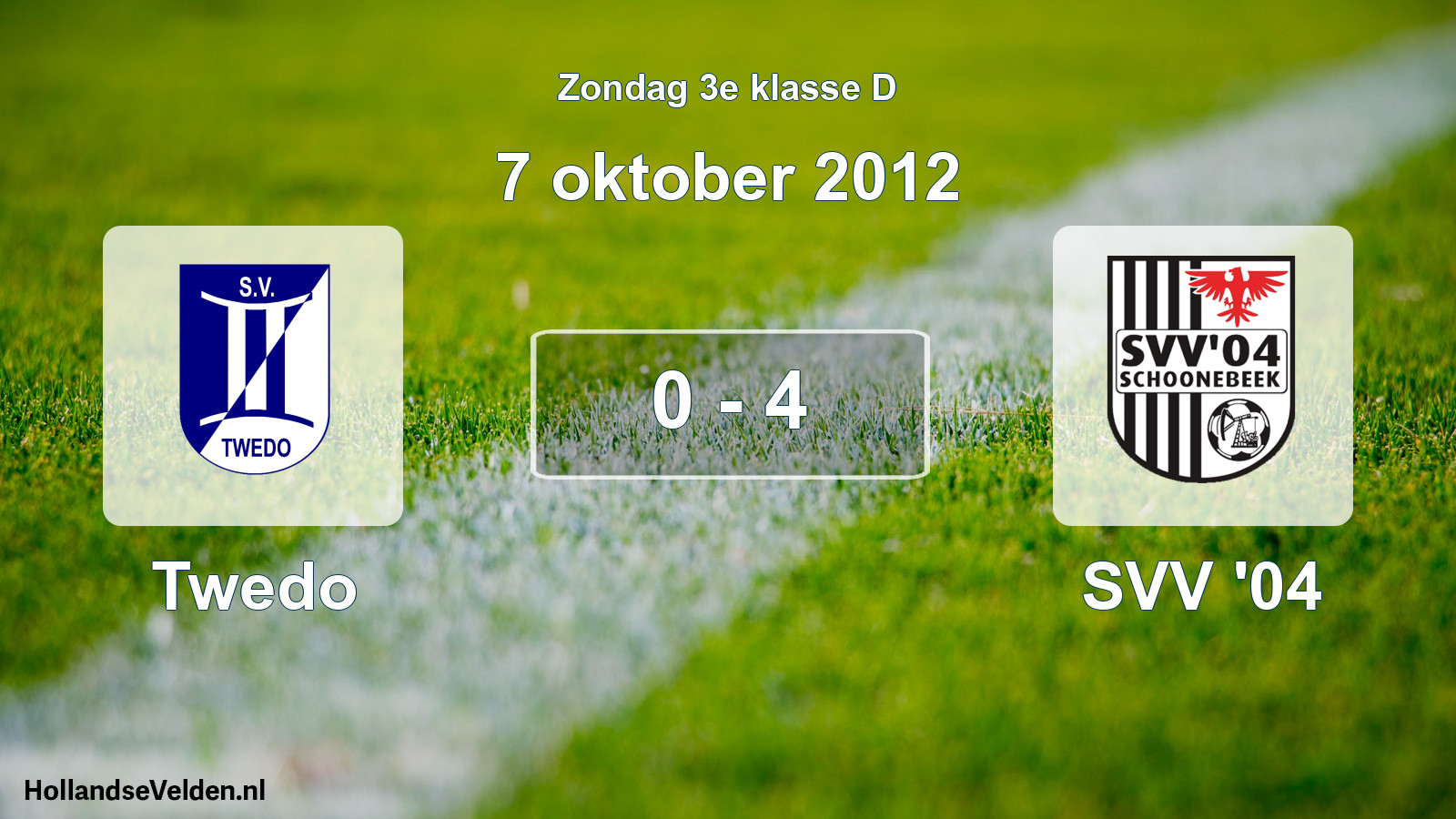 Total number of matches played: Twedo - SVV '04 0 - 4 (7 October 2012)
