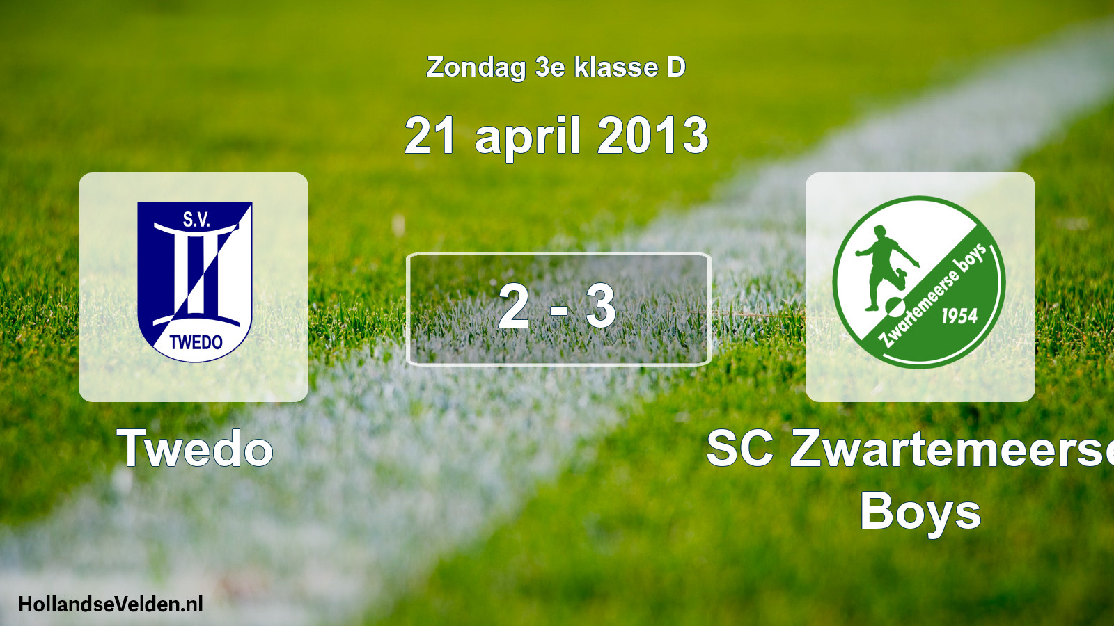 Total number of matches played: Twedo - SC Zwartemeerse Boys 2 - 3 (21 April 2013)