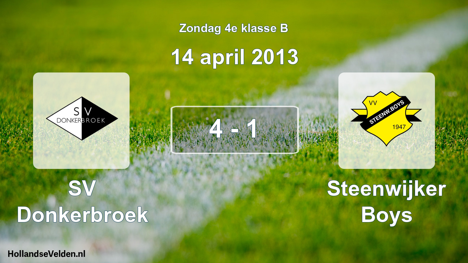 Total number of matches played: SV Donkerbroek - Steenwijker Boys 4 - 1 (14 April 2013)