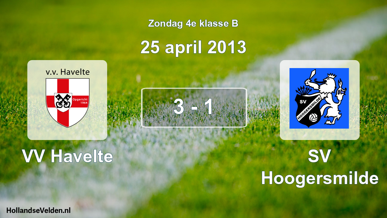 Total number of matches played: VV Havelte - SV Hoogersmilde 3 - 1 (25 April 2013)