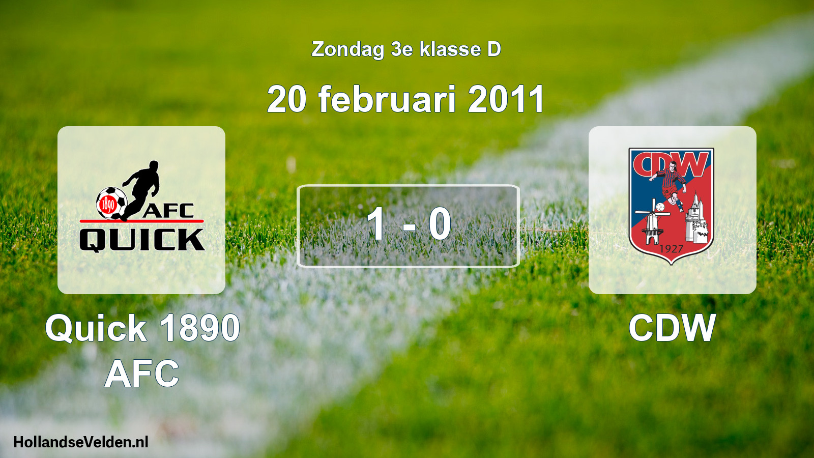 Total number of matches played: Quick 1890 AFC - CDW 1 - 0 (20 February 2011)