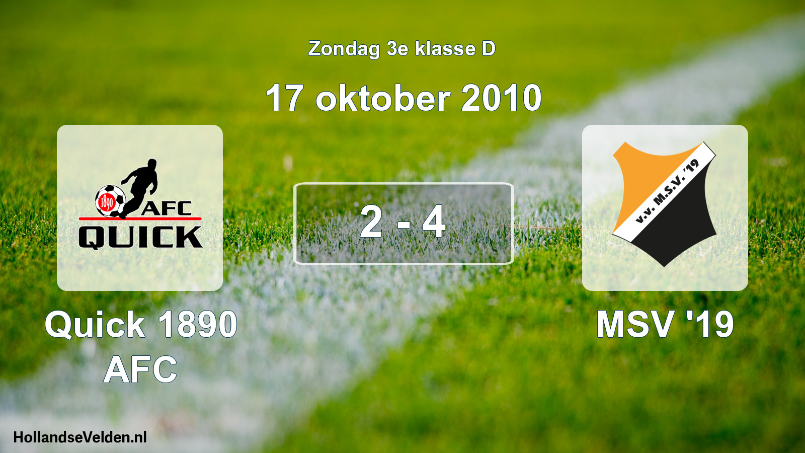 Total number of matches played: Quick 1890 AFC - MSV '19 2 - 4 (17 October 2010)