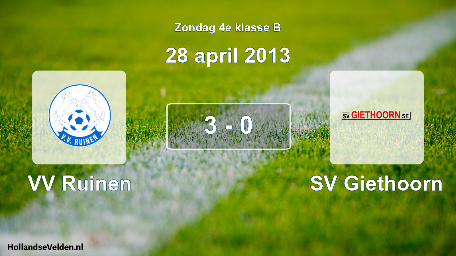 Total number of matches played: VV Ruinen - SV Giethoorn 3 - 0 (28 April 2013)