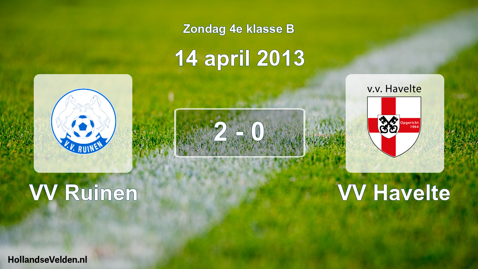 Total number of matches played: VV Ruinen - VV Havelte 2 - 0 (14 April 2013)