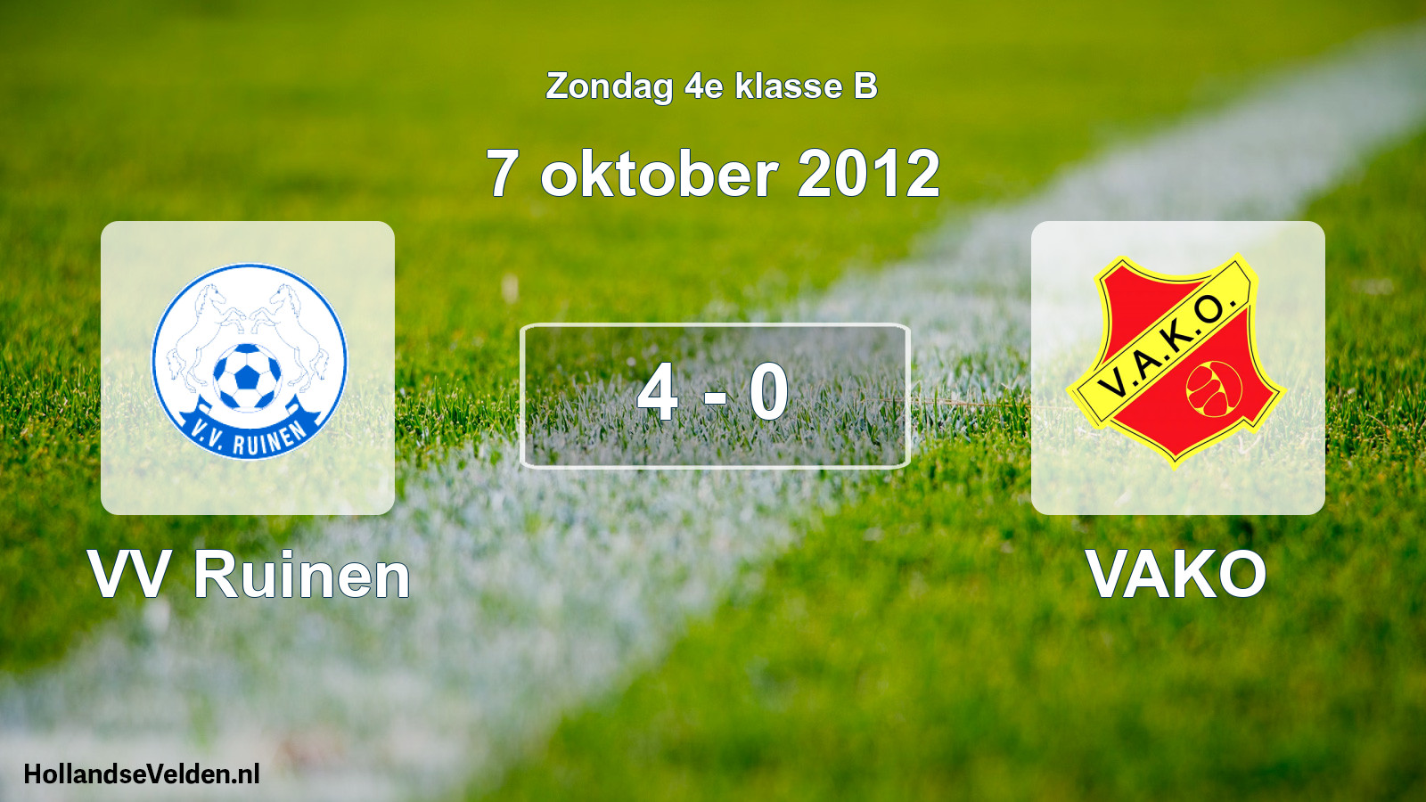 Total number of matches played: VV Ruinen - VAKO 4 - 0 (7 October 2012)