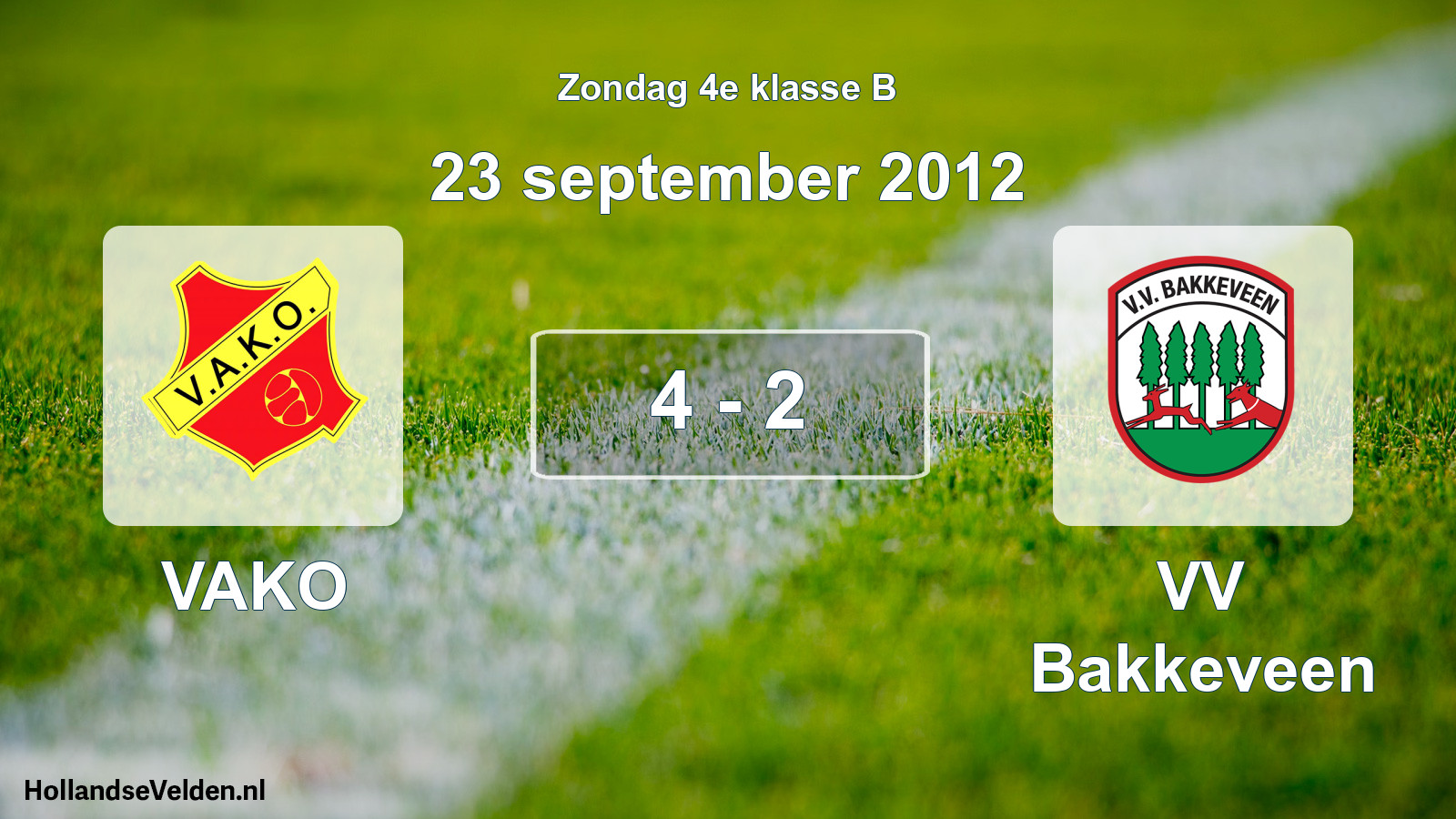 Gespeelde wedstrijd: VAKO - VV Bakkeveen 4 - 2 (23 september 2012)