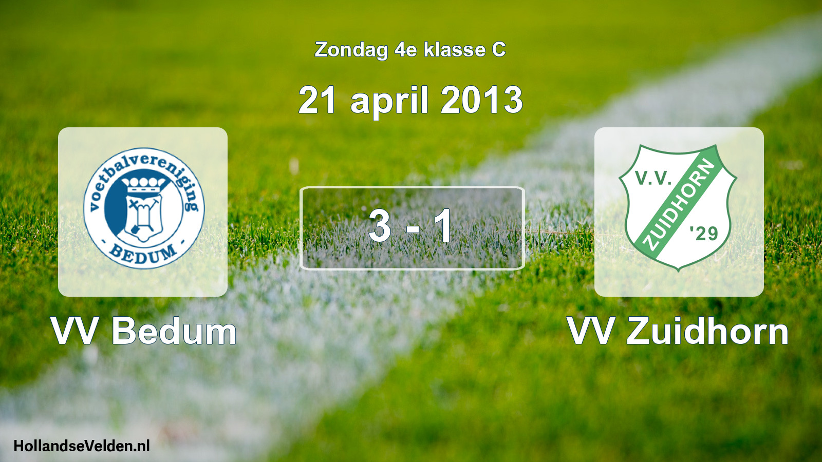 Total number of matches played: VV Bedum - VV Zuidhorn 3 - 1 (21 April 2013)