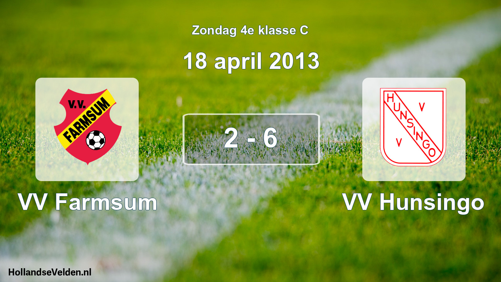 Total number of matches played: VV Farmsum - VV Hunsingo 2 - 6 (18 April 2013)