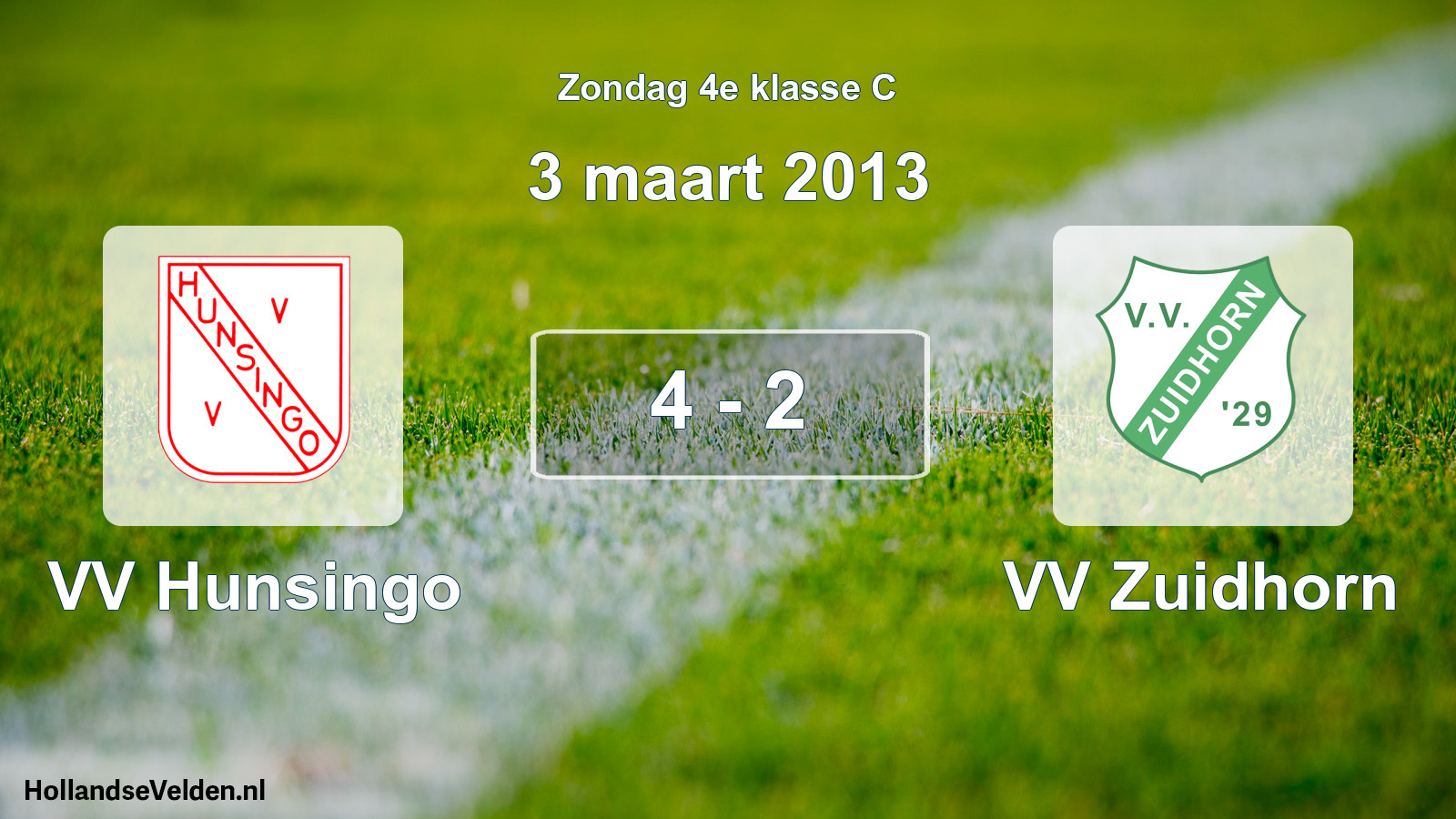 Total number of matches played: VV Hunsingo - VV Zuidhorn 4 - 2 (3 March 2013)