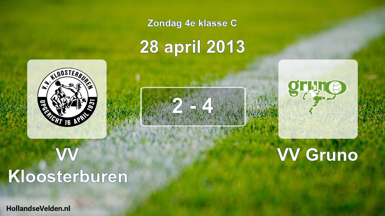 Total number of matches played: VV Kloosterburen - VV Gruno 2 - 4 (28 April 2013)
