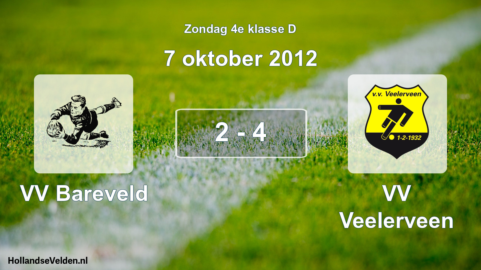 Total number of matches played: VV Bareveld - VV Veelerveen 2 - 4 (7 October 2012)