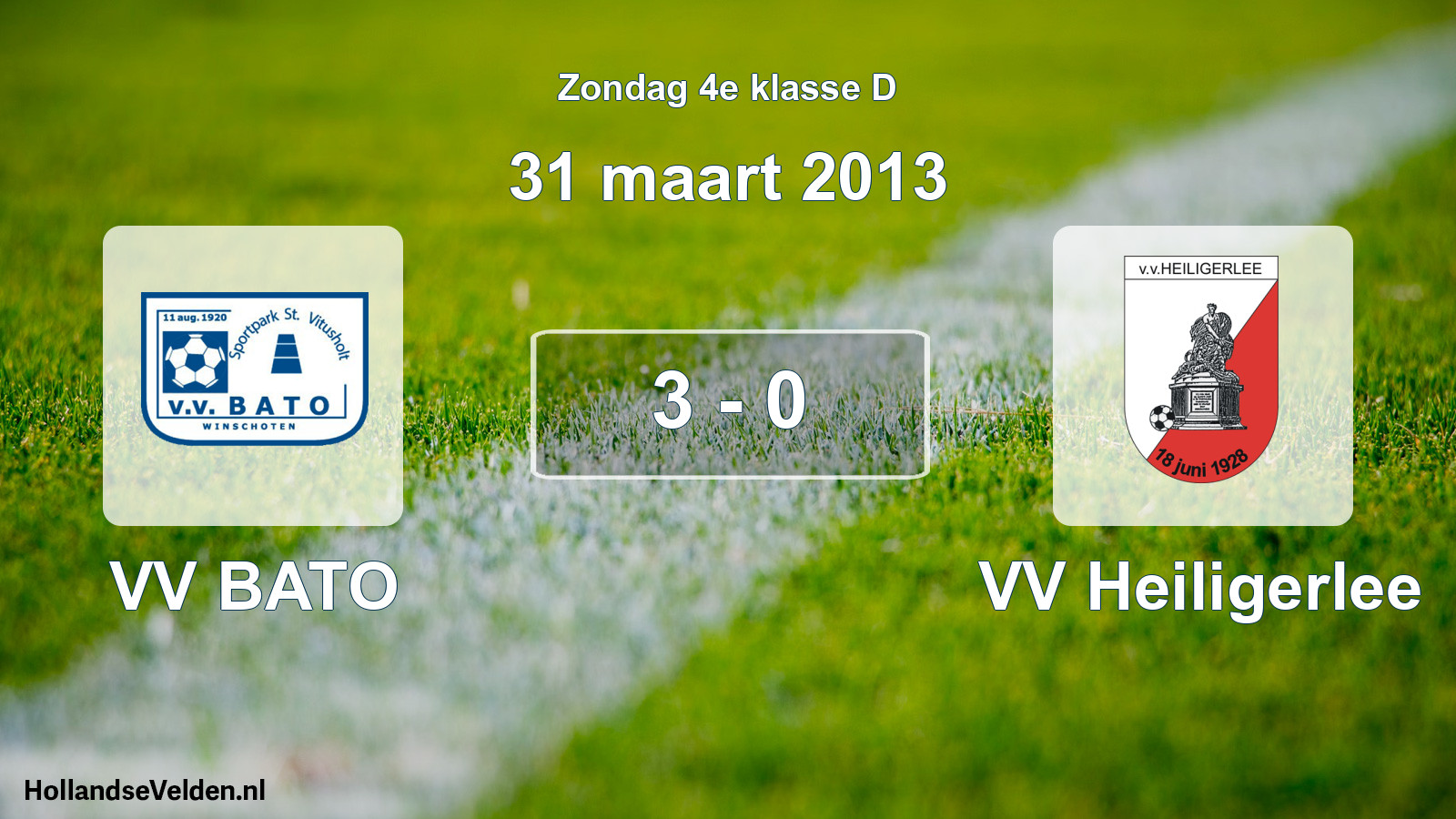Total number of matches played: VV BATO - VV Heiligerlee 3 - 0 (31 March 2013)