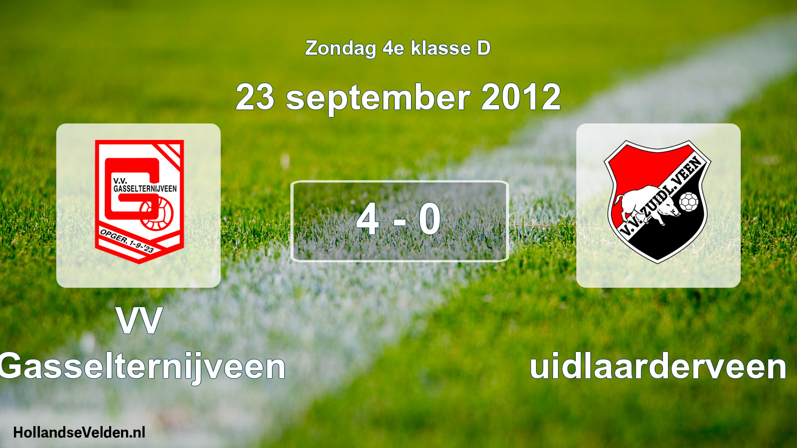 Total number of matches played: VV Gasselternijveen - Zuidlaarderveen 4 - 0 (23 September 2012)