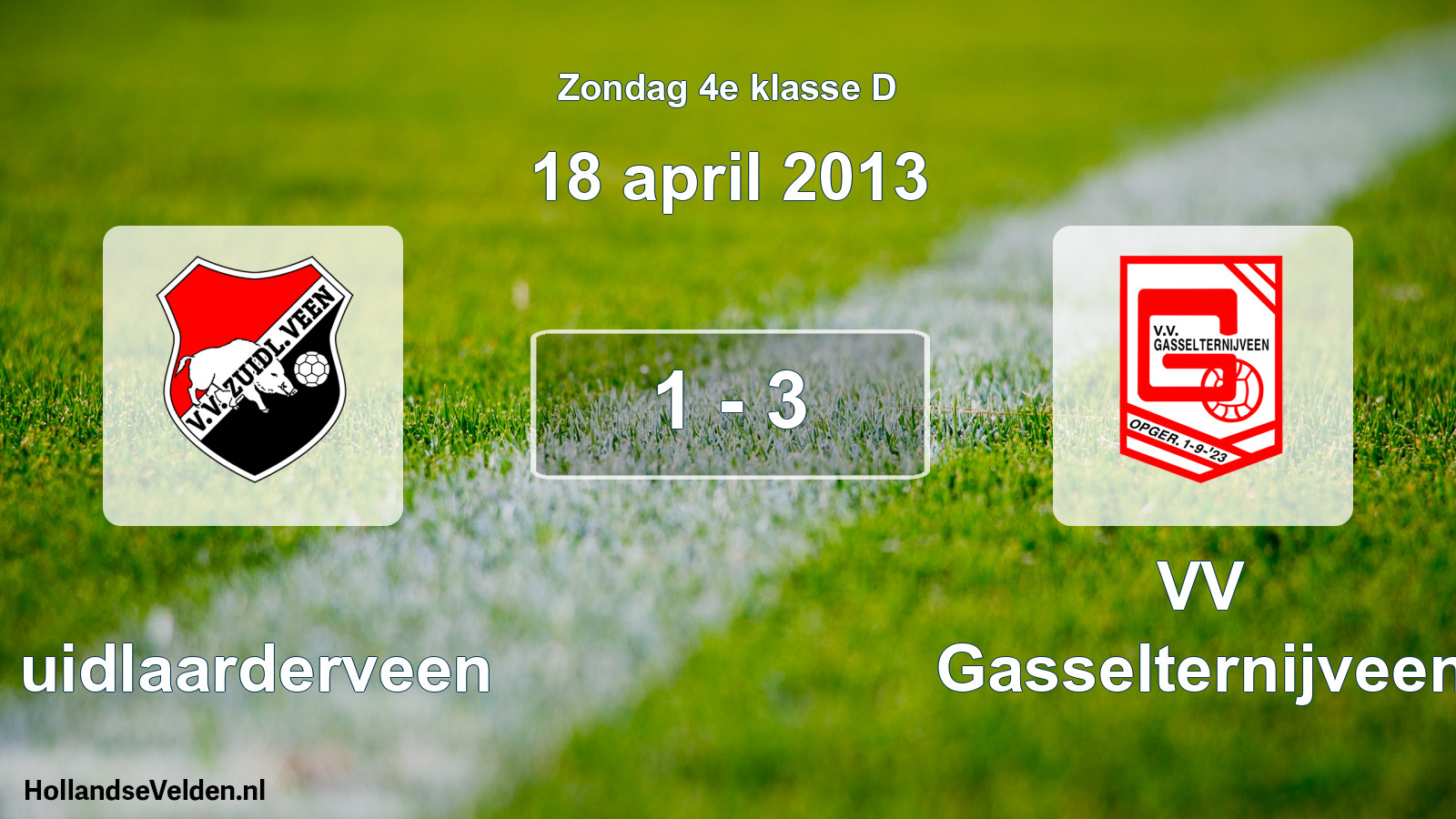 Total number of matches played: Zuidlaarderveen - VV Gasselternijveen 1 - 3 (18 April 2013)