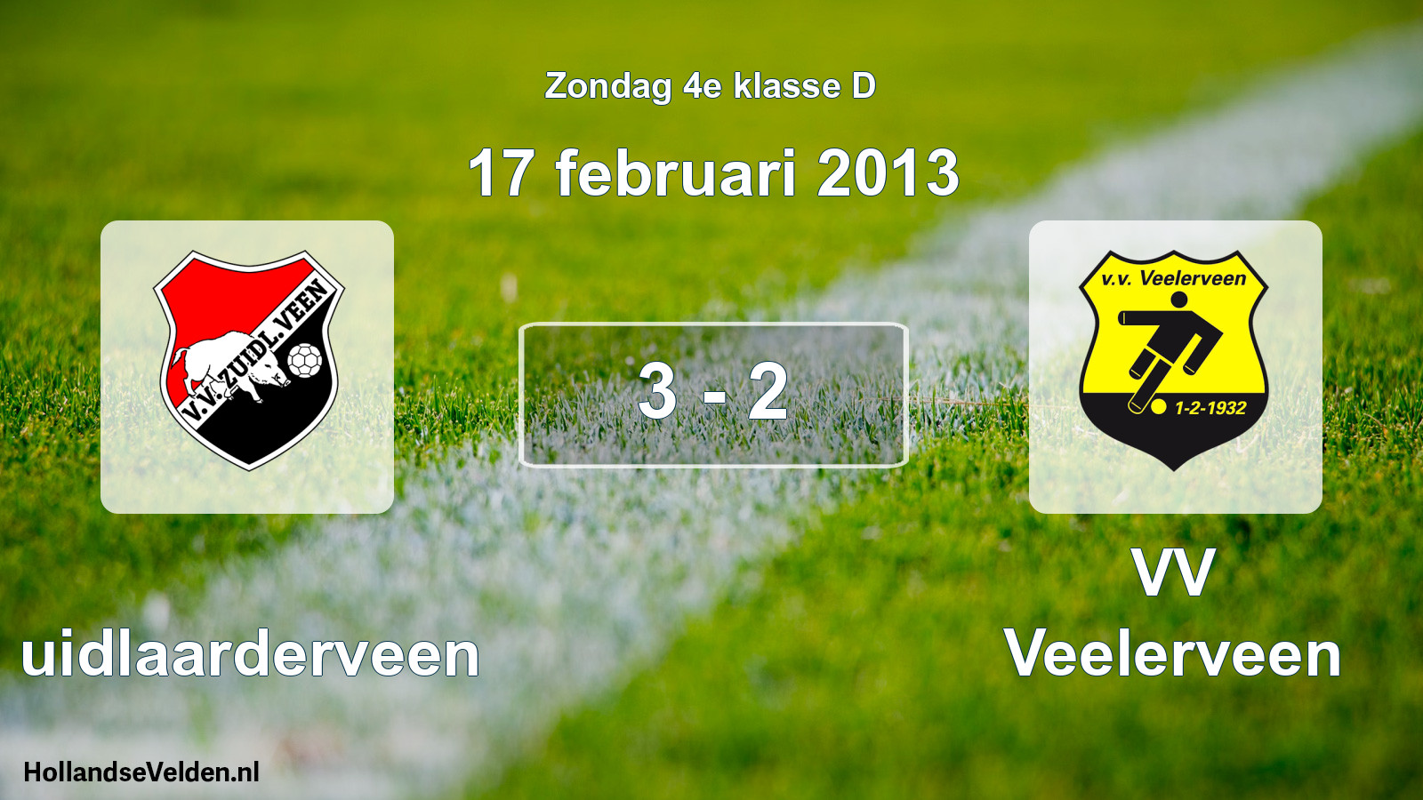 Total number of matches played: Zuidlaarderveen - VV Veelerveen 3 - 2 (17 February 2013)