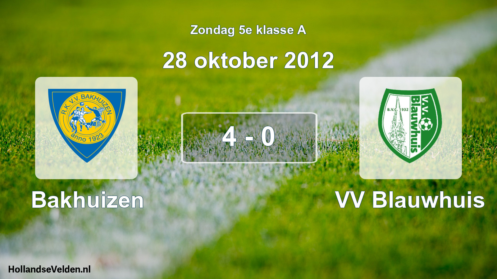 Total number of matches played: Bakhuizen - VV Blauwhuis 4 - 0 (28 October 2012)