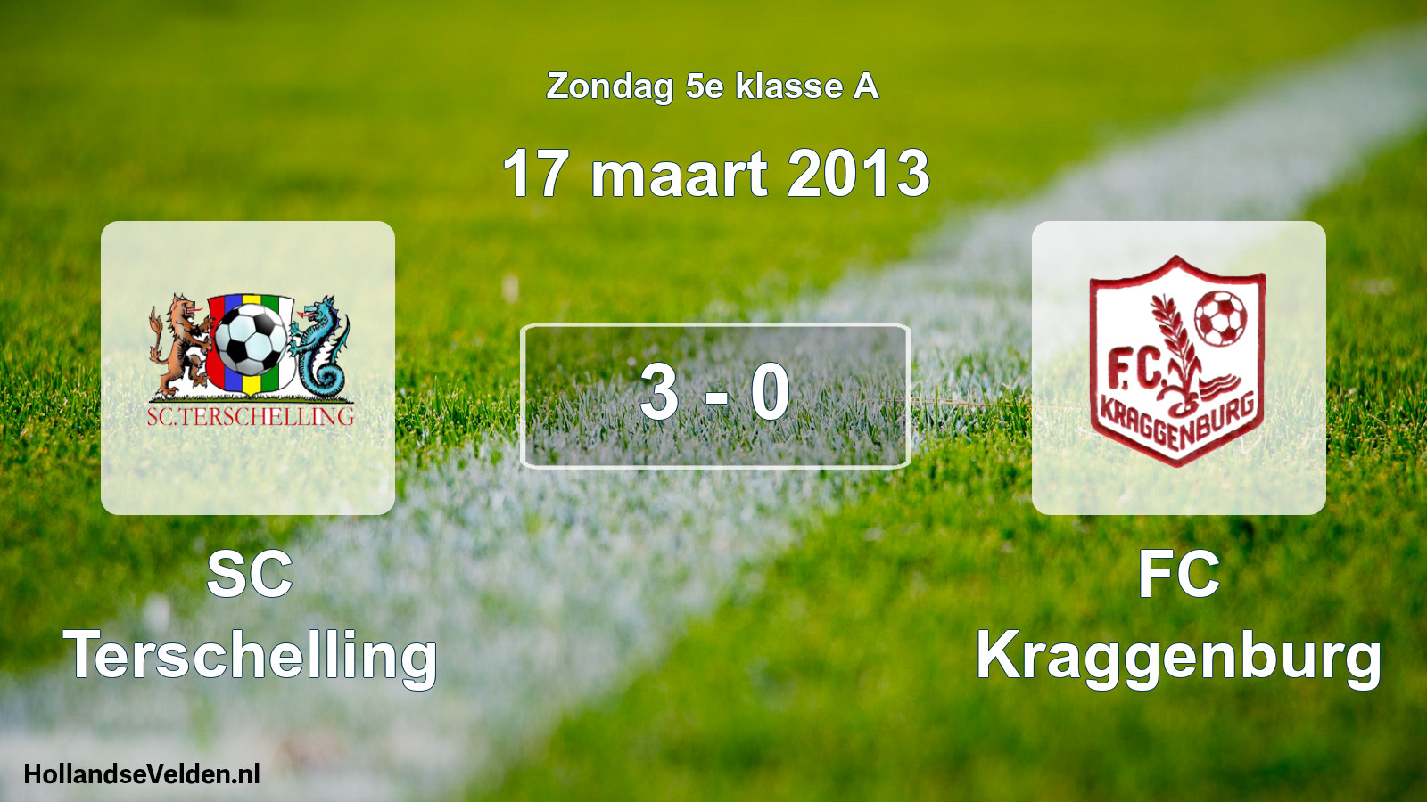 Total number of matches played: SC Terschelling - FC Kraggenburg 3 - 0 (17 March 2013)