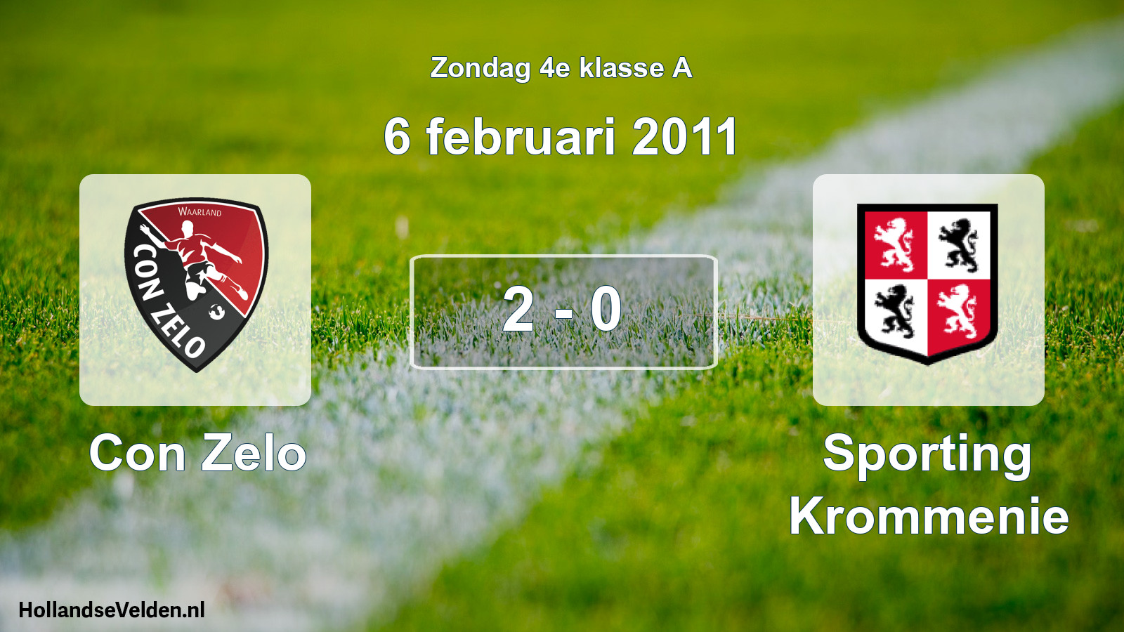 Total number of matches played: Con Zelo - Sporting Krommenie 2 - 0 (6 February 2011)