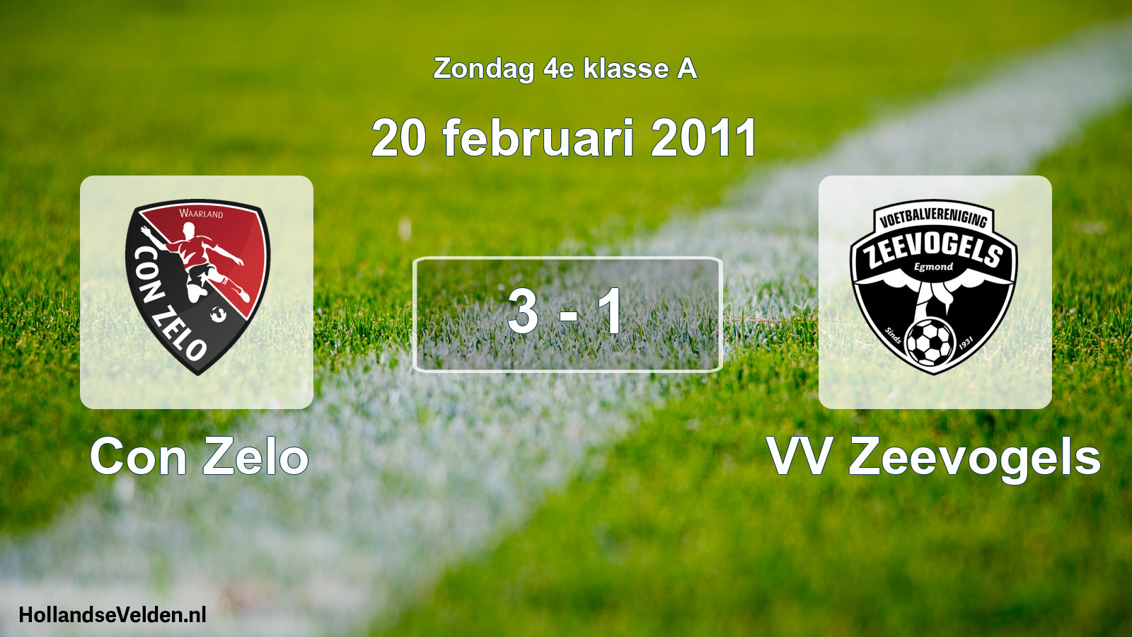 Total number of matches played: Con Zelo - VV Zeevogels 3 - 1 (20 February 2011)