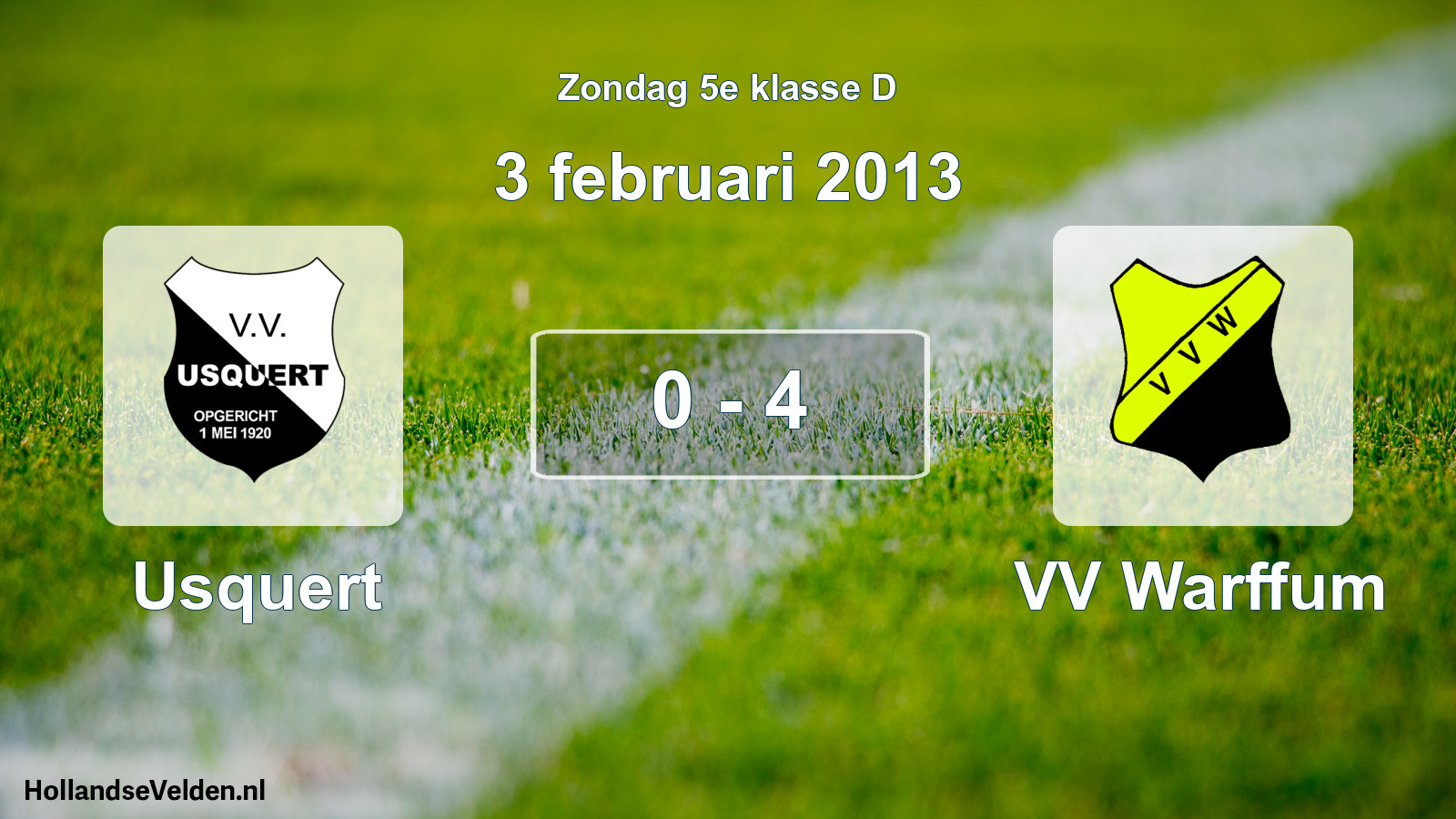 Total number of matches played: Usquert - VV Warffum 0 - 4 (3 February 2013)