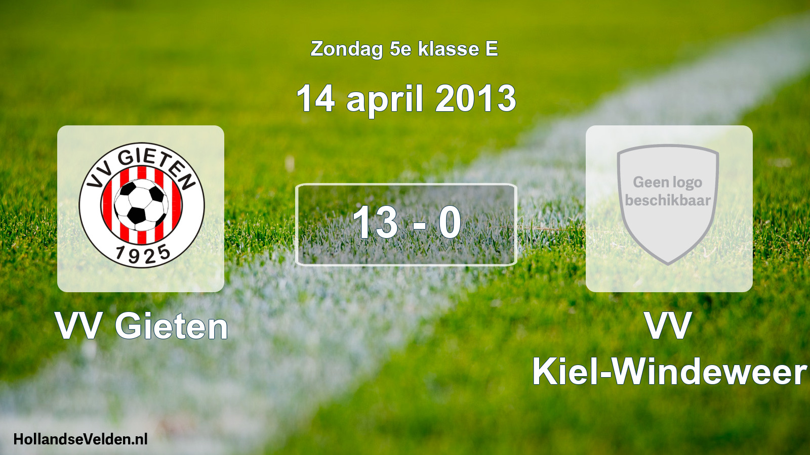 Total number of matches played: VV Gieten - VV Kiel-Windeweer 13 - 0 (14 April 2013)