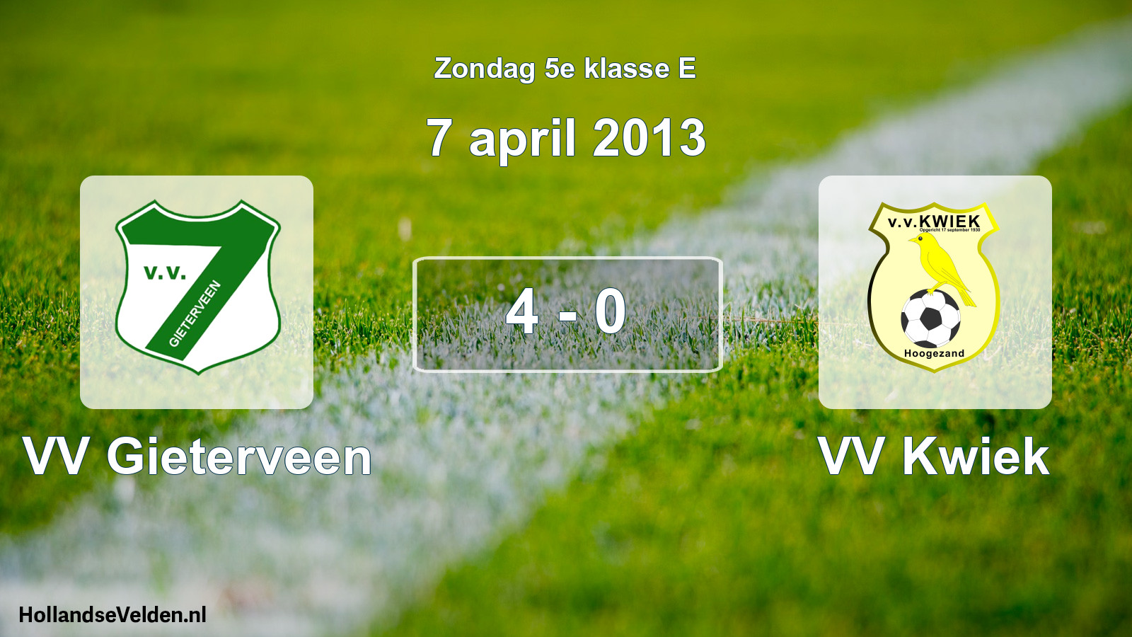 Total number of matches played: VV Gieterveen - VV Kwiek 4 - 0 (7 April 2013)