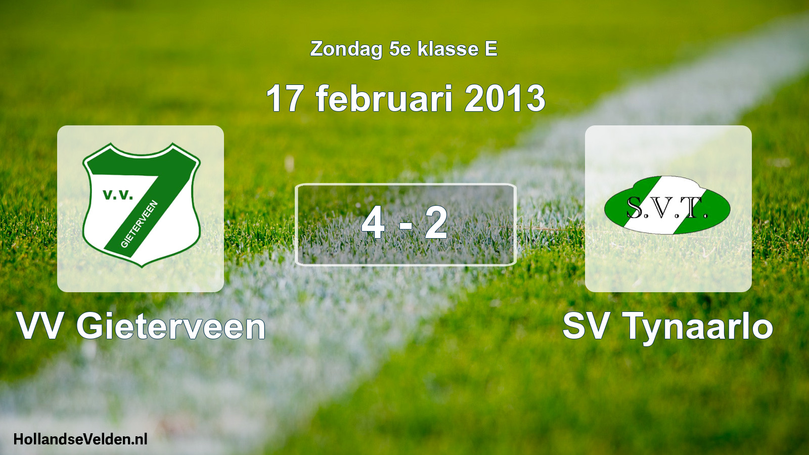 Total number of matches played: VV Gieterveen - SV Tynaarlo 4 - 2 (17 February 2013)