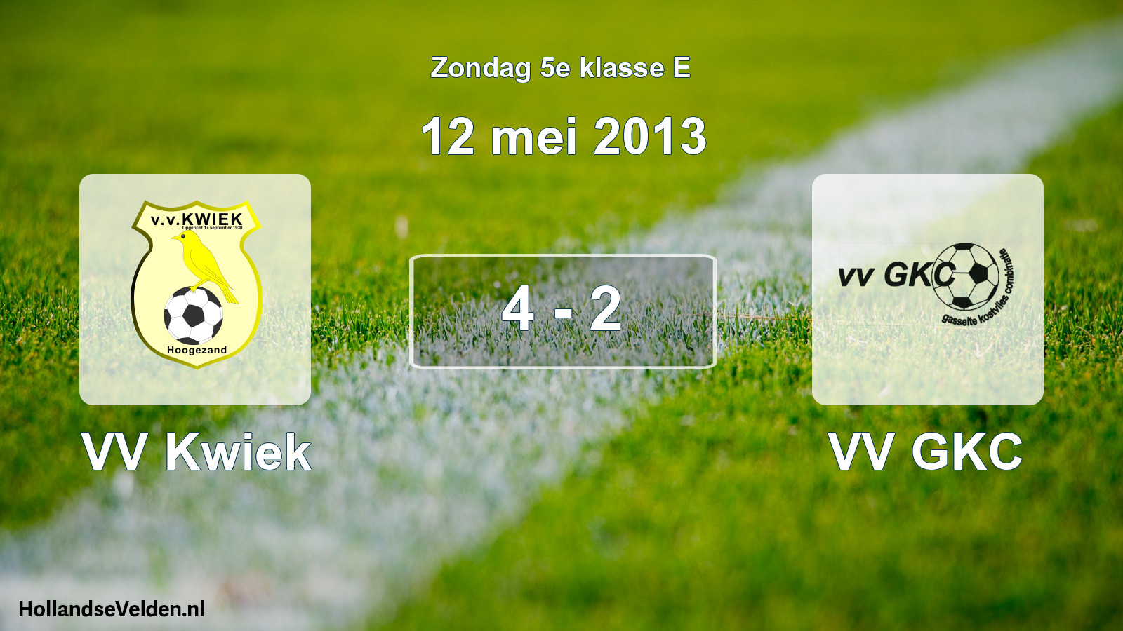 Total number of matches played: VV Kwiek - VV GKC 4 - 2 (12 May 2013)