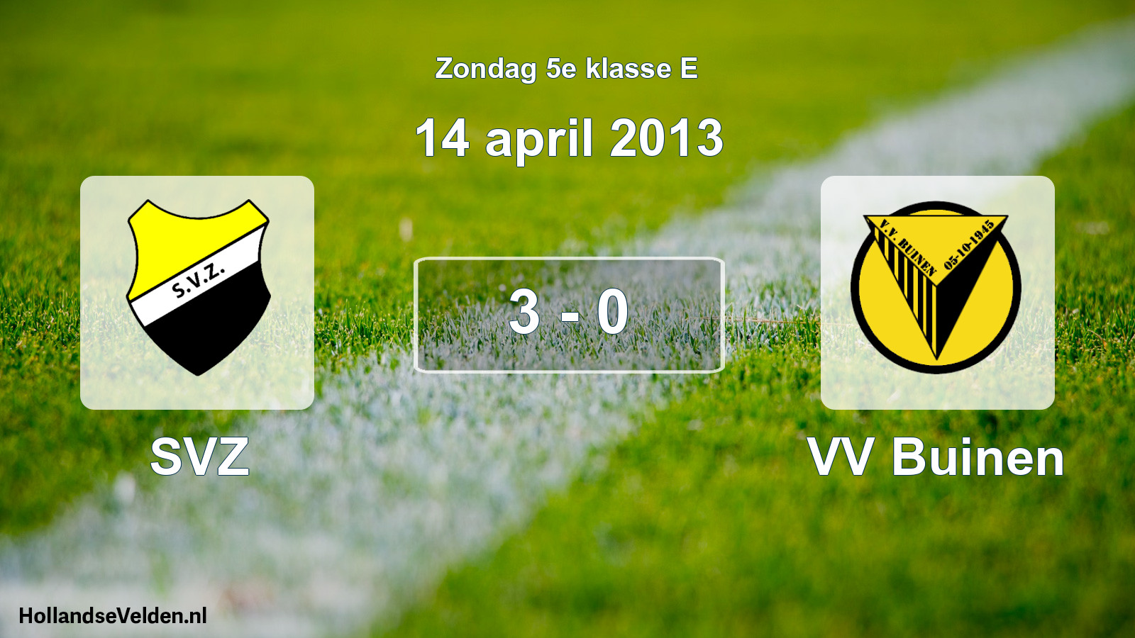 Total number of matches played: SVZ - VV Buinen 3 - 0 (14 April 2013)
