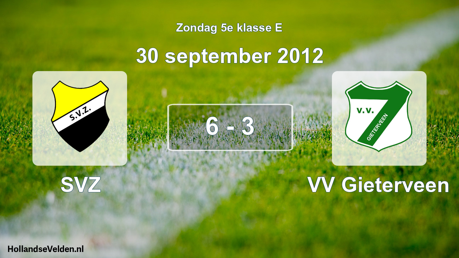 Total number of matches played: SVZ - VV Gieterveen 6 - 3 (30 September 2012)