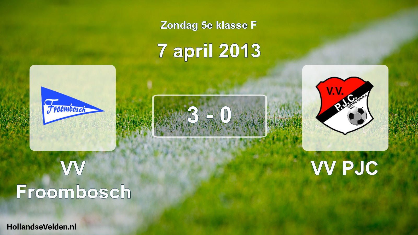 Total number of matches played: VV Froombosch - VV PJC 3 - 0 (7 April 2013)