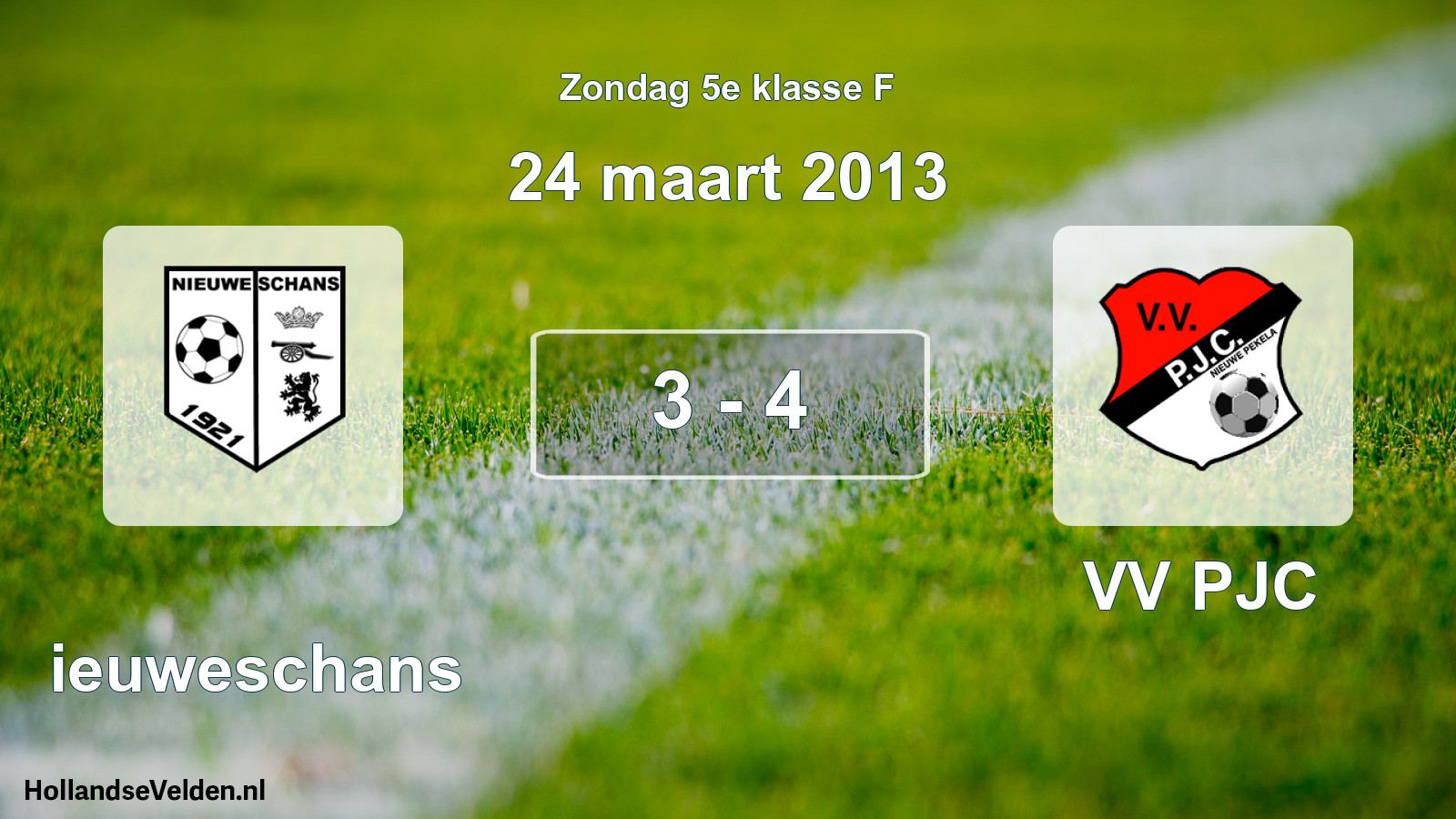 Total number of matches played: Nieuweschans - VV PJC 3 - 4 (24 March 2013)