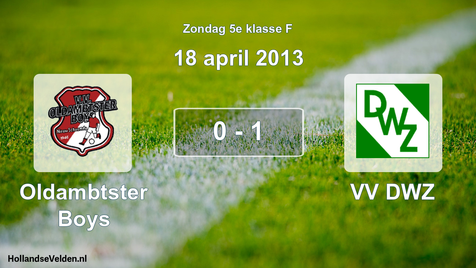 Total number of matches played: Oldambtster Boys - VV DWZ 0 - 1 (18 April 2013)