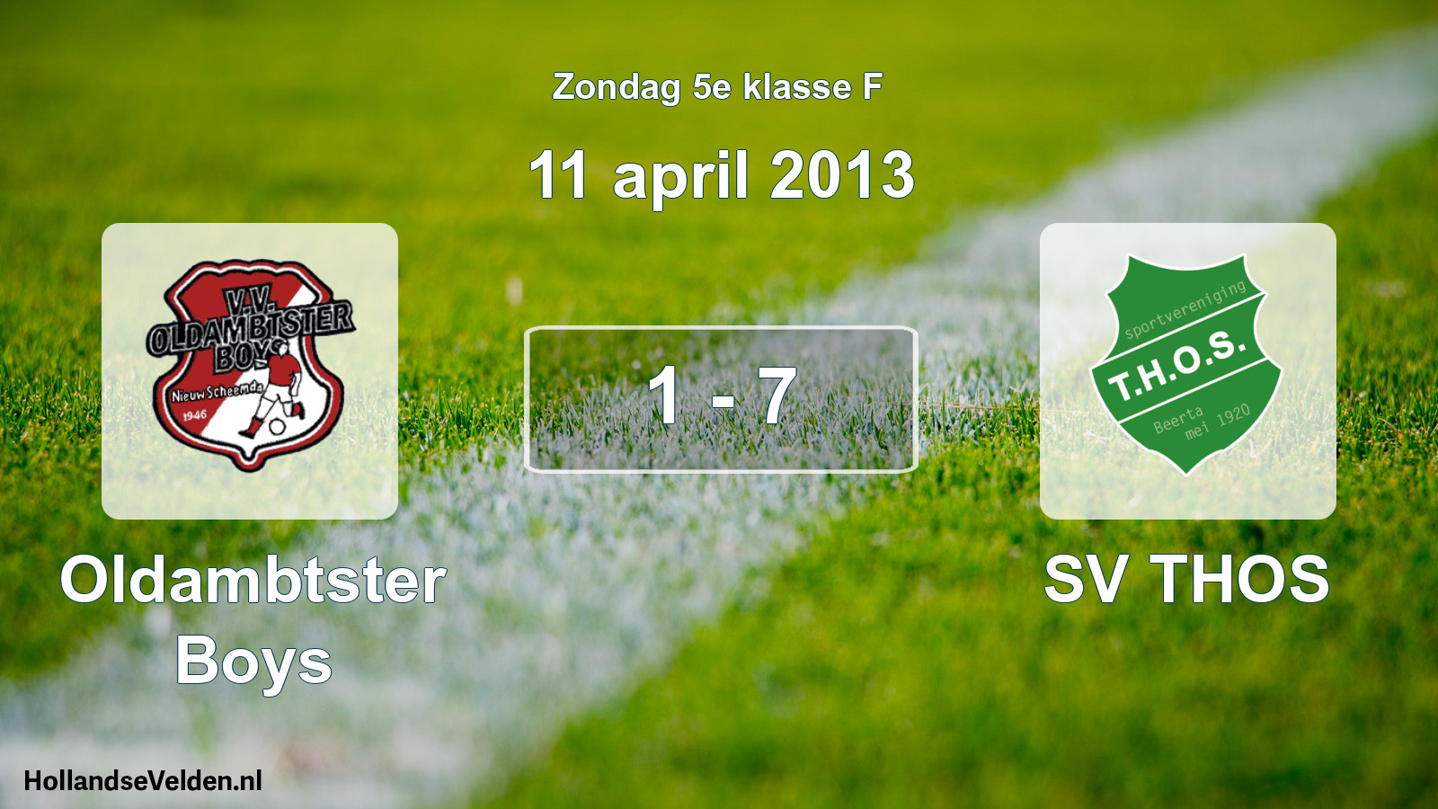 Total number of matches played: Oldambtster Boys - SV THOS 1 - 7 (11 April 2013)
