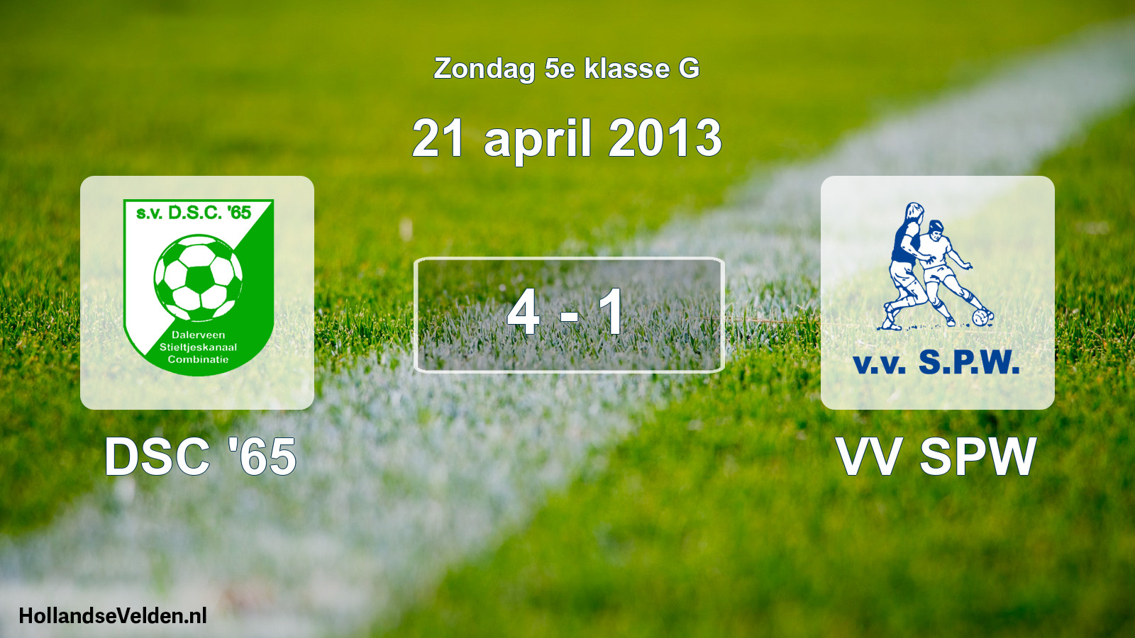 Total number of matches played: DSC '65 - VV SPW 4 - 1 (21 April 2013)