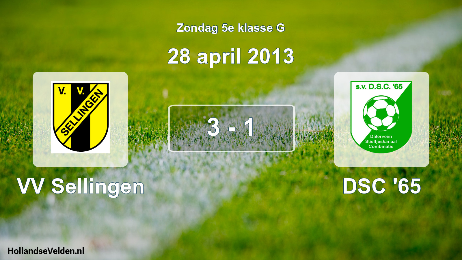 Total number of matches played: VV Sellingen - DSC '65 3 - 1 (28 April 2013)